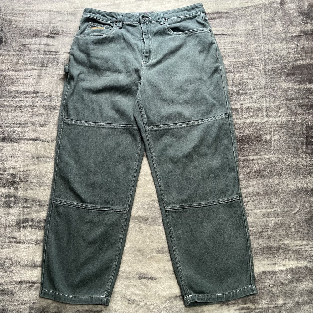Empyre Relax Grunge Y2K Style Skate Pants Baggy Double Knee Men's 36 Green
